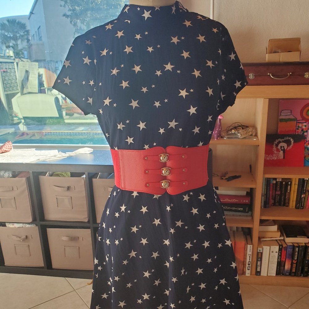 Blue and white star dress